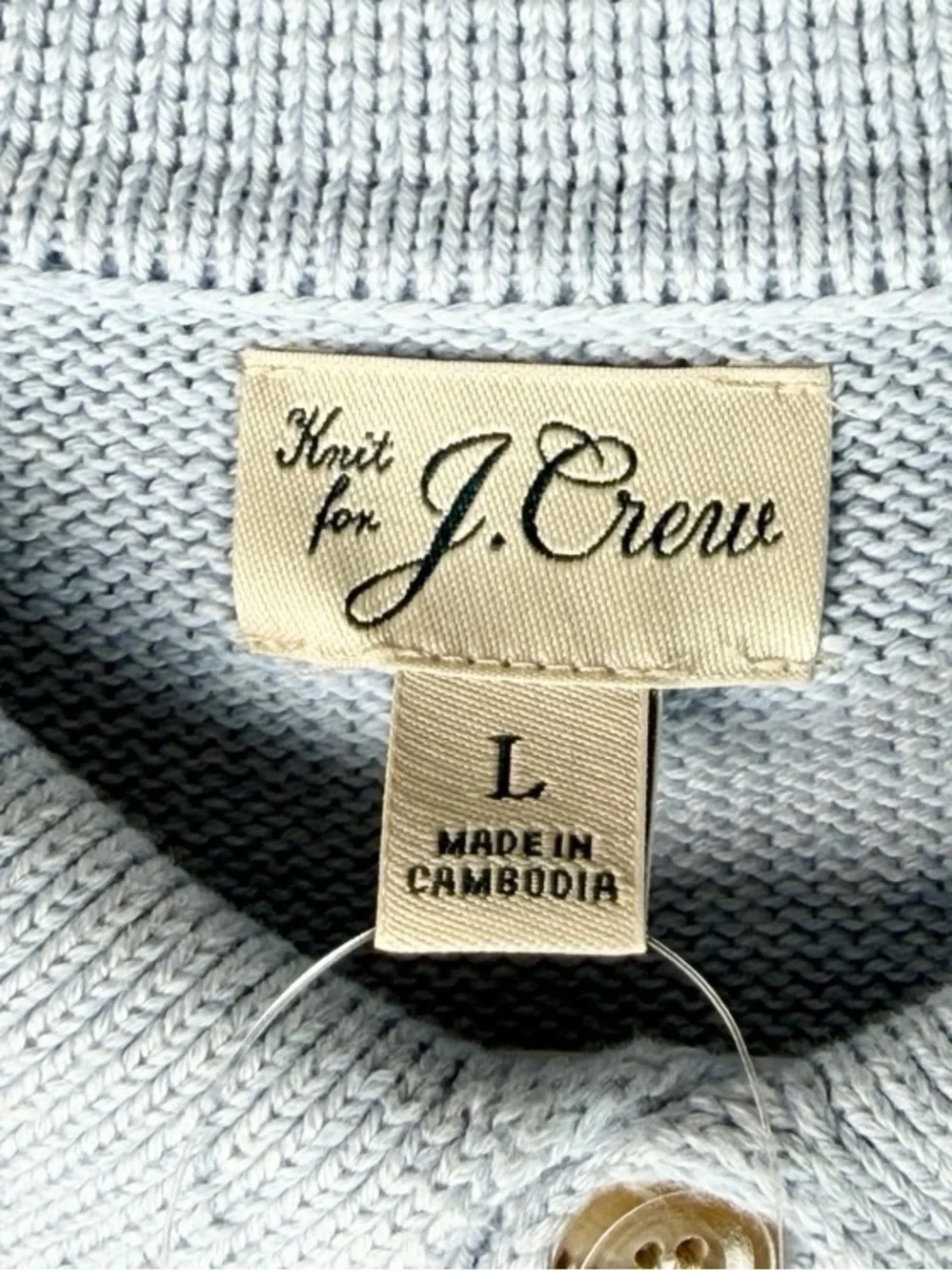 J. Crew Heritage Cotton Light Blue Knit Preppy Polo Sweater Men’s Size Large NWT